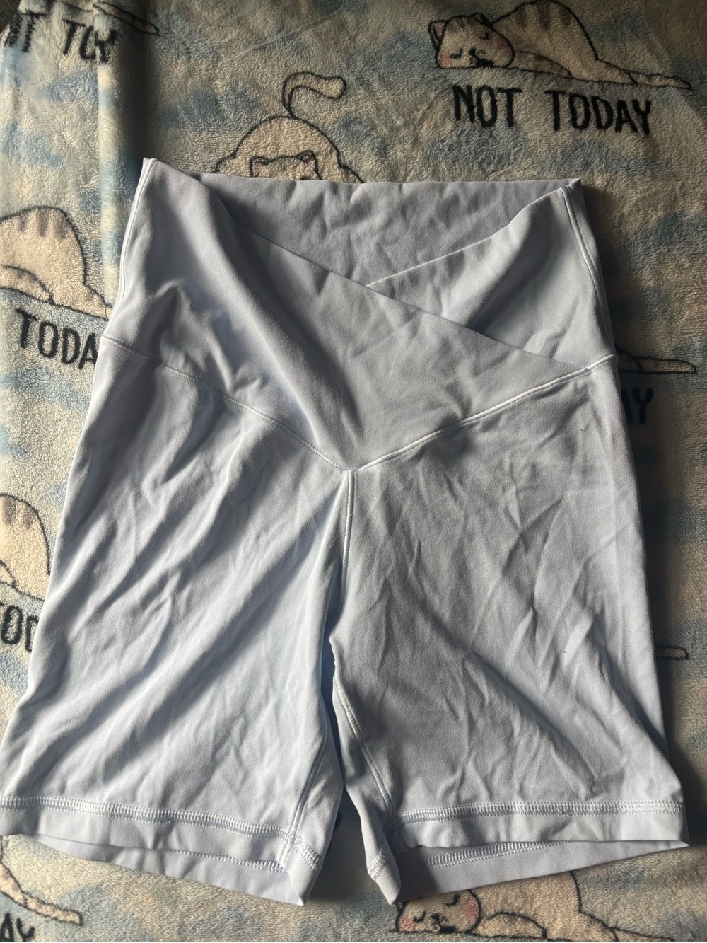 Light Blue High-Rise V-Waist Athletic Bike Shorts